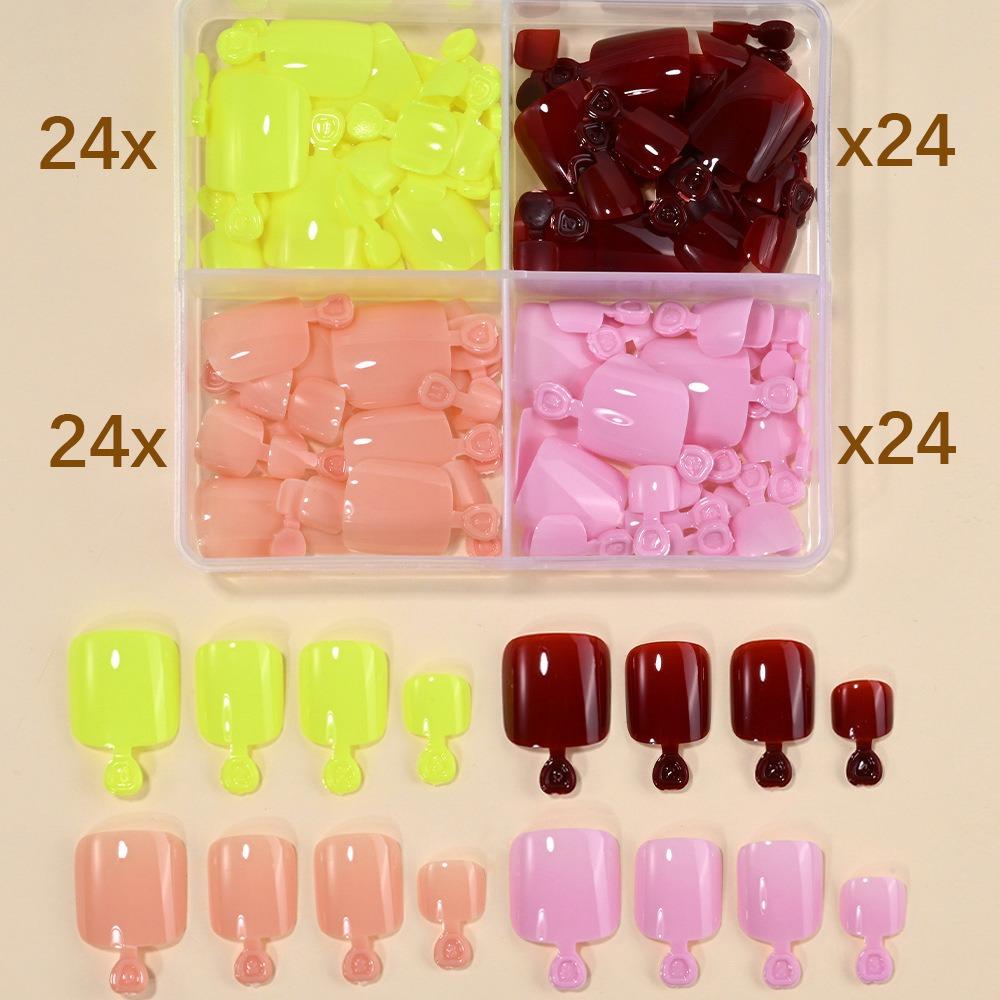 96/144/288 Pcs Artificial Fake Toenail Short Square Foot Nail Art Tips  Foot Extension