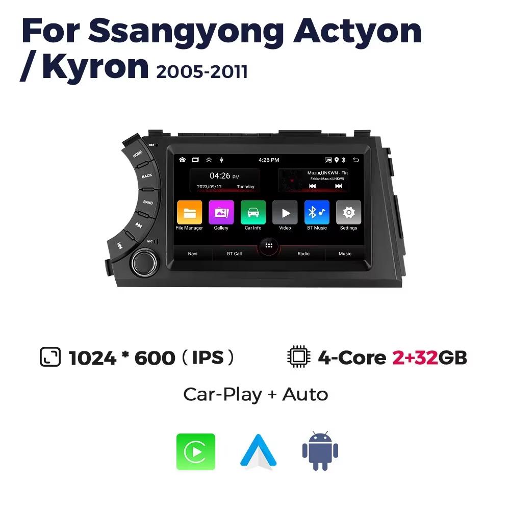 Android Carplay Автомагнитола для Ssangyong Kyron Actyon 2005 2006 2007 2008 2009 2010-2013 GPS 2Din Мультимедиа Видеоплеер FM WiFi