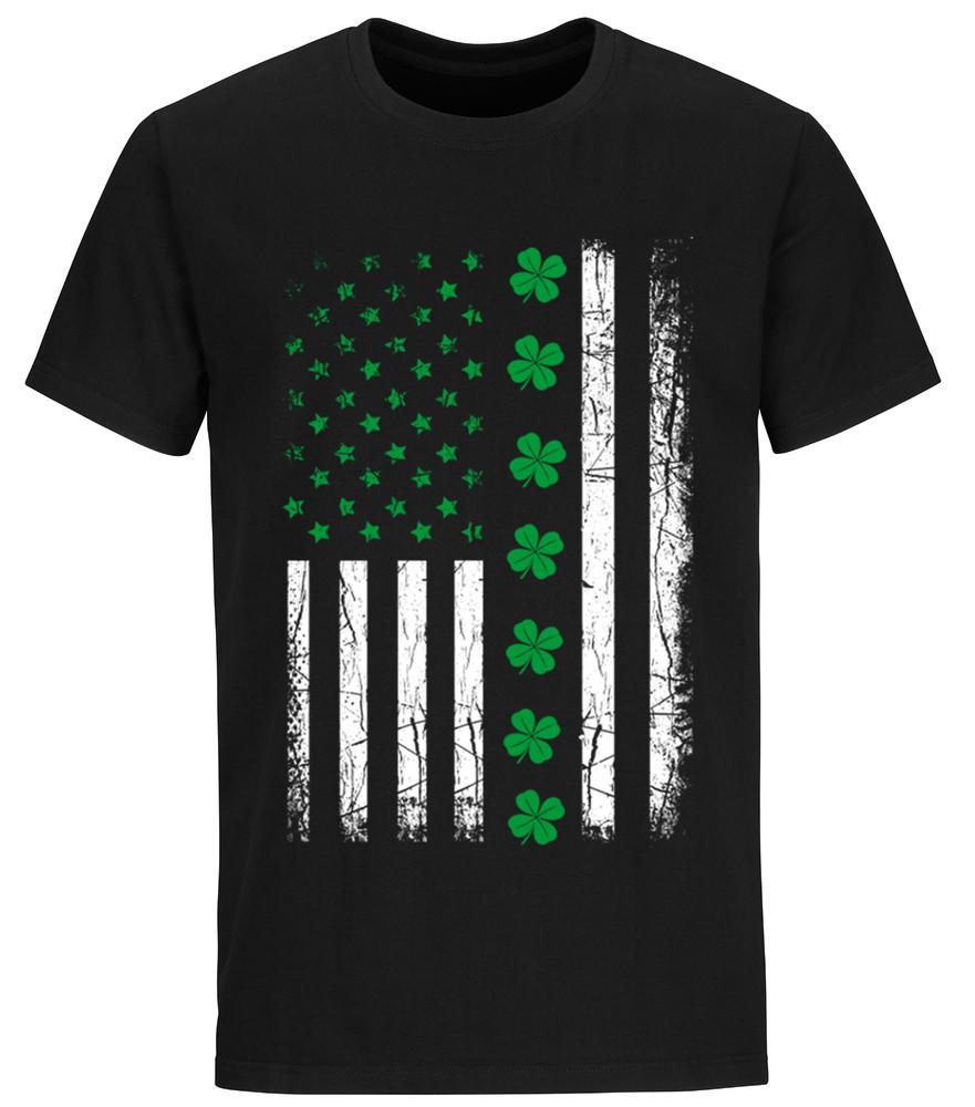 St Pattys Day Irish Distressed Shamrock American Flag Patricks Day T shirts