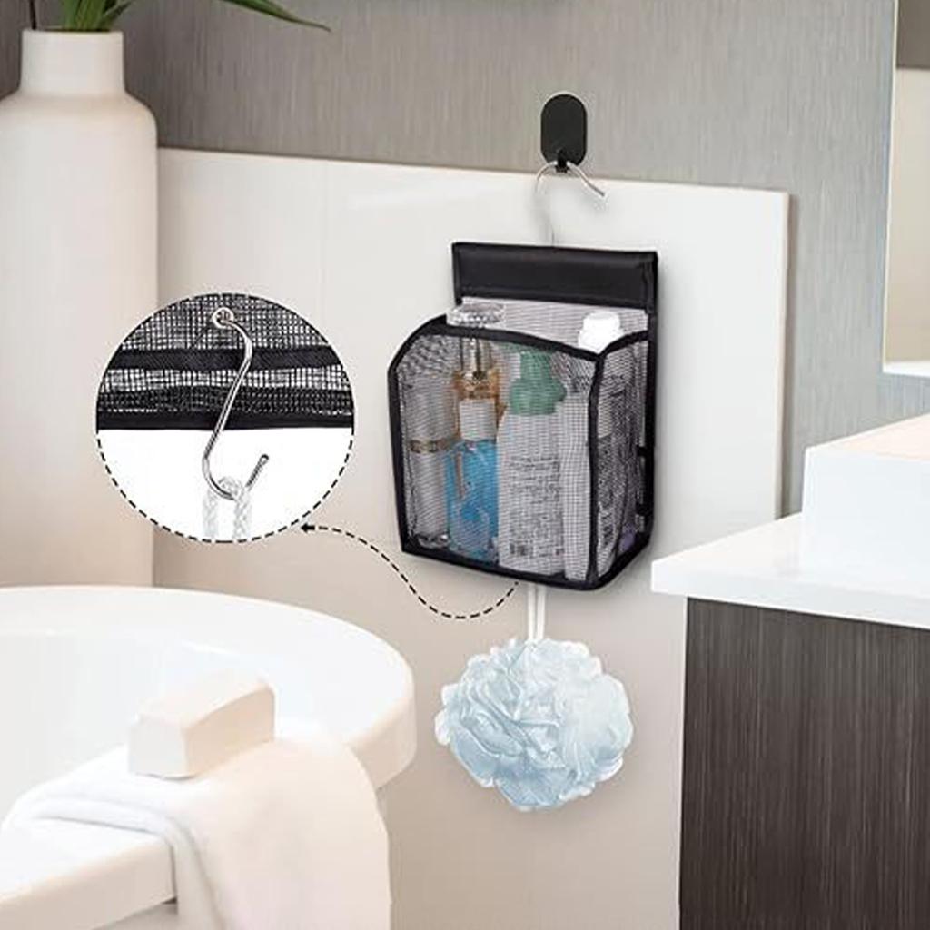 Eco Friendly Shower Caddy Non Drill Wall Mount Adjustable Pockets For Bathroom Essentials No Holes Needed