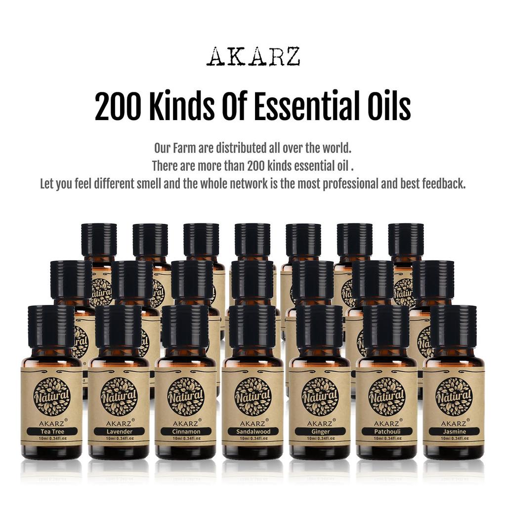 AKARZ 10ML Hot Essential Oil Tea Tree Sandalwood Musk Ylang Lavender Vanilla Peppermint Jasmine Rose Violet Chamomile Essential Oil