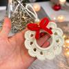 Crochet Christmas Wreath Ornaments Small Handmade Knit Wreath Hanging Ornament with Bow for Xmas Tree Holiday Home Decor