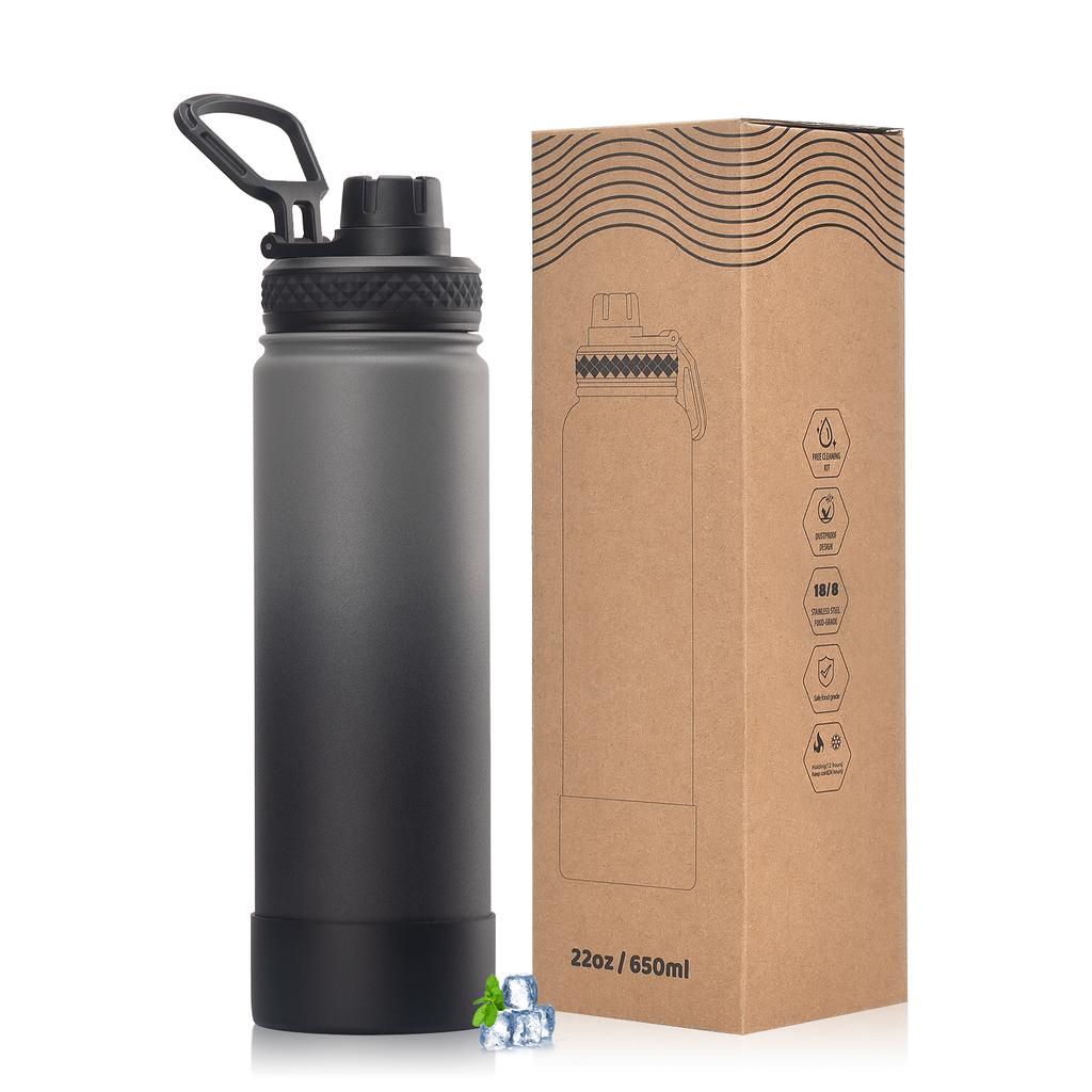 WATERSY Outdoor Sports Water Bottle Stainless Steel Vacuum Insulated 650ml Double Thermal Flask Coffee Mug for Hiking Gym Travel