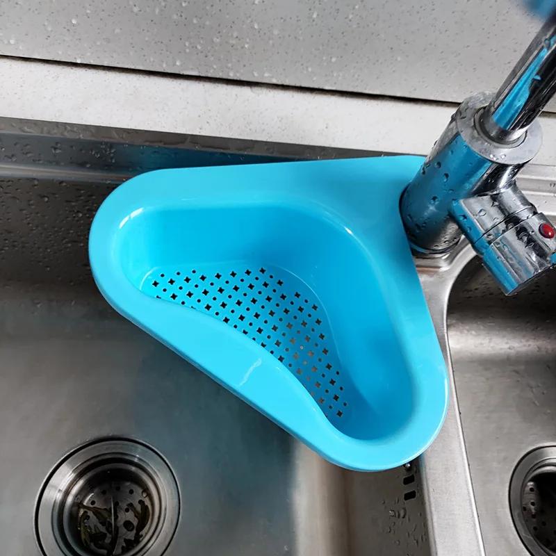 Sink Swan Drain Basket Household Punch-free Kitchen Vegetable Washing Multi-functional Pool Triangular Plastic Water Filter Rack