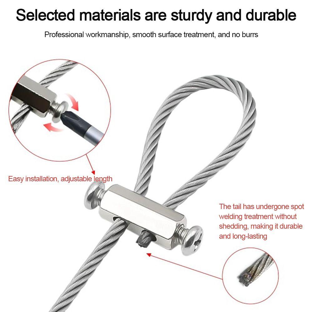 New Stainless Steel Wire Rope With Locking Adjustable Suspension Lanyard 1.5/2/3/4mm Hanging Rope