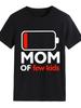 MOM OF Few Kids Lack of Power Print Женская футболка с коротким рукавом и круглым вырезом Свободная женская футболка Женская футболка Топы Camisetas Mujer