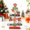 Christmas Sign Tabletop Decorations Tree Shaped Wooden Santa Snowman Gift Boxes Table Decor for Farmhouse Tiered Tray Desk Mantel Shelf Holiday