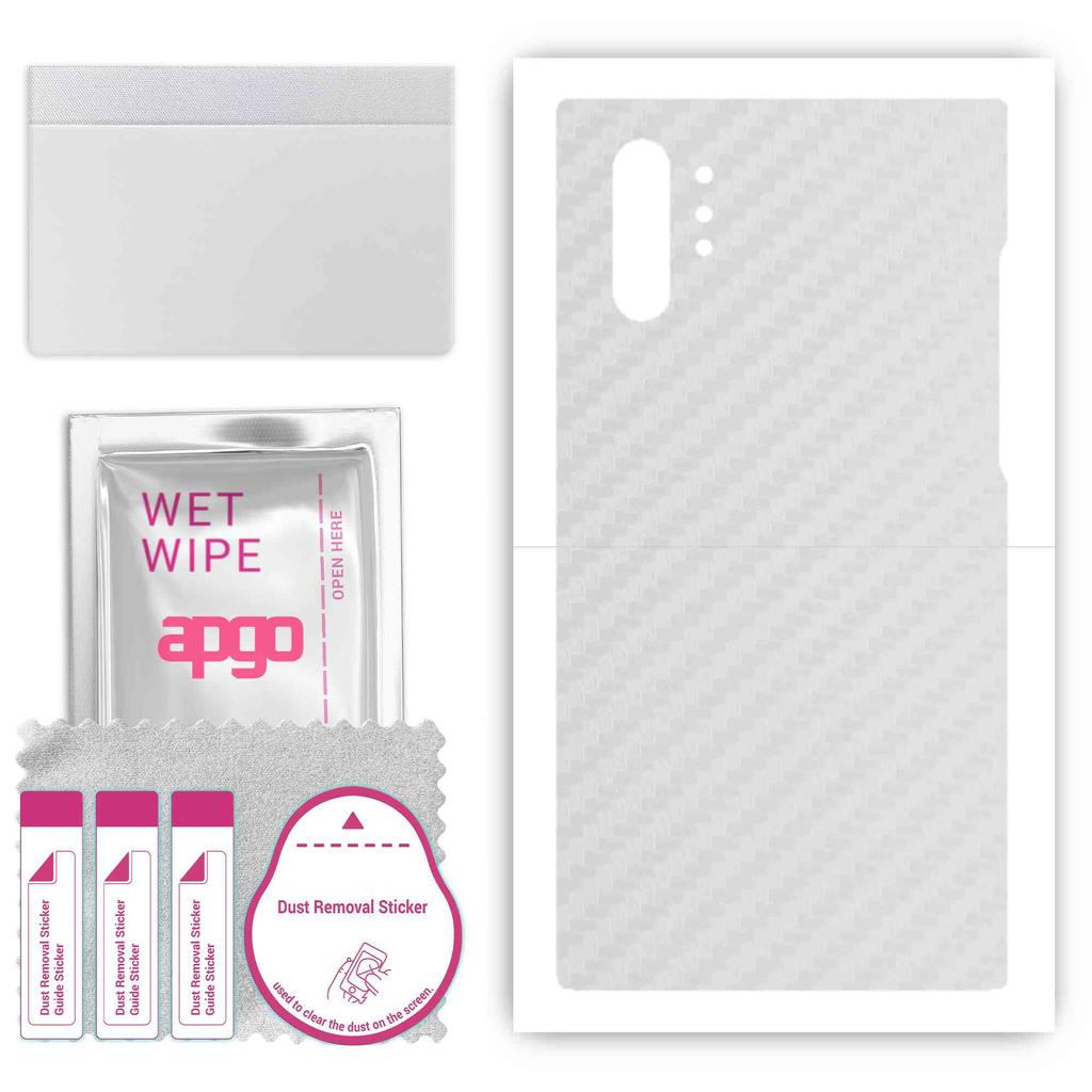 apgo Protective Skin Sticker for the back compatible with Samsung Galaxy Note 10 Plus, Wrap Film, Foil, Vinyl - Pattern Transparent Carbon