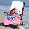 proof beach towel with a Gabby's Dollhouse2 pattern - soft,absorbent,quick-drying,machine washable - perfect for swimming,camping,bathing