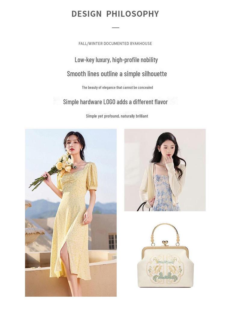 Элегантный вышитый клатч для подружки невесты Hanfu - стильная сумочка на пуговицах