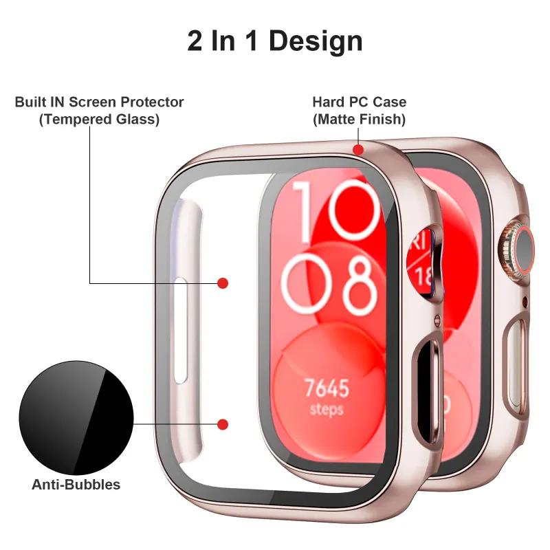 Glass+PC Case for Huawei Watch Fit 3 band correa Accessories strap All-around Frame Screen Protective Bumper huawei fit3 cover