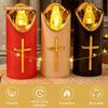 Christian Cross LED Flameless Candles Realistic Flame Fake Candle Electronic Candles  Catholic