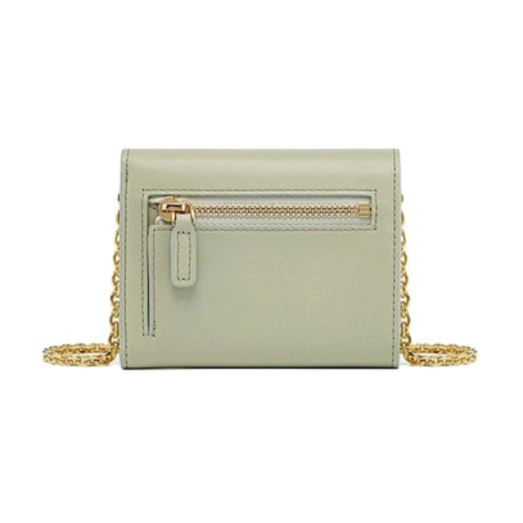 MCM Mode Travia Металлическая Цепочка Логотип Кожаный Мини-Кошелек Женский кошелек Небесно-Голубой MYLCSLM01J3001