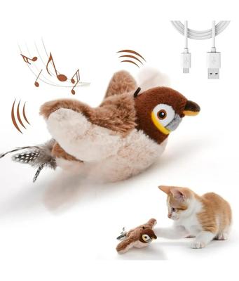 Интерактивные игрушки для кошек Перезаряжаемая летающая птица Игрушка для кошек Щебечущая хлопающая птица(нет Летать) Можно добавить плюшевую игрушку с сенсорным управлением Catnip