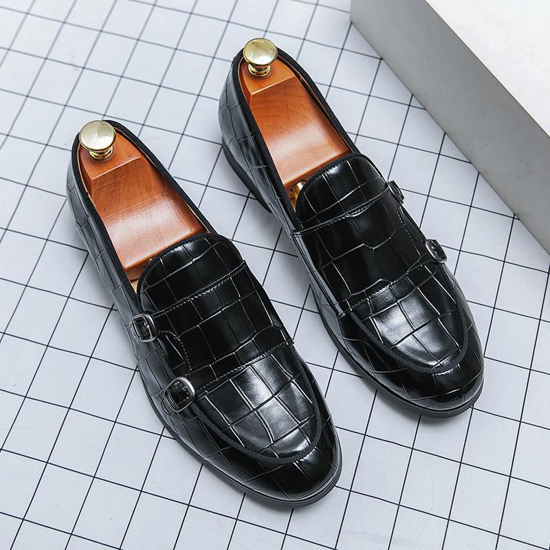 New Arrival Mens Loafers Punk Style Man Formal Shoes Slip-On Men Dress Shoes Outdoor Monk Strap Shoes Versatile Driving Footwear