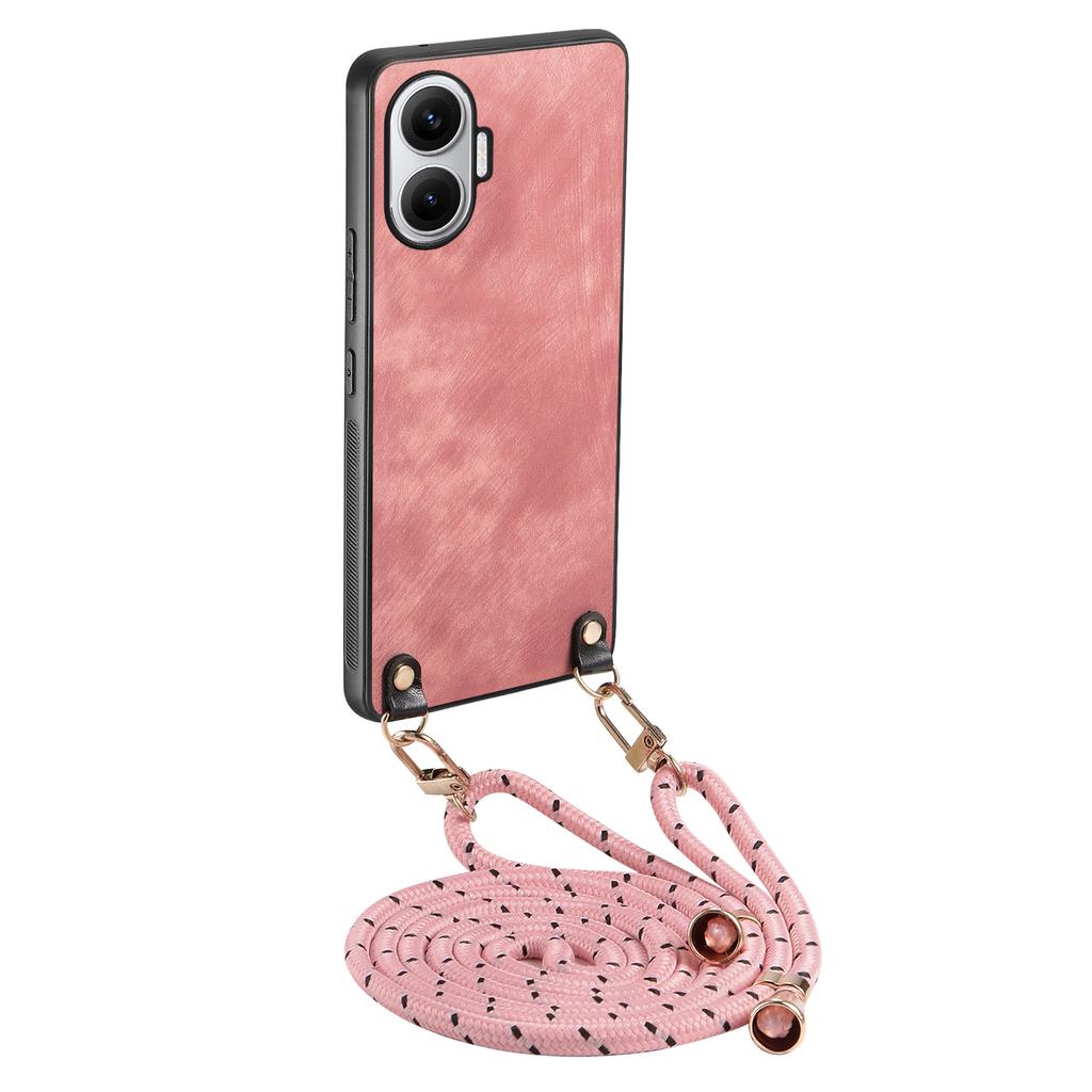 For Xiaomi Redmi Turbo 4 Pro 5G Retro Leather Phone Back Cover with Adjustable Strap