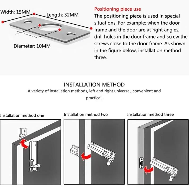 2,3 Inches Door Latch Sliding Lock Door Drawer Barrel Bolt Protective, Silver Thick Aluminum Alloy Unlatching Door Lock with