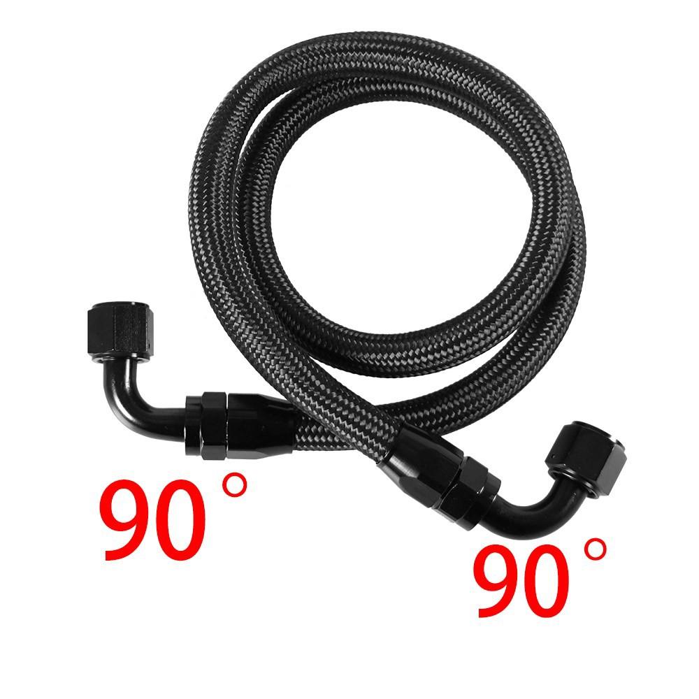 1M AN10 10AN черные плетеные фитинги для масла и топлива, конец шланга 0+90 градусов, 90+90 градусов, комплект масляных адаптеров, шланг для масла и топлива