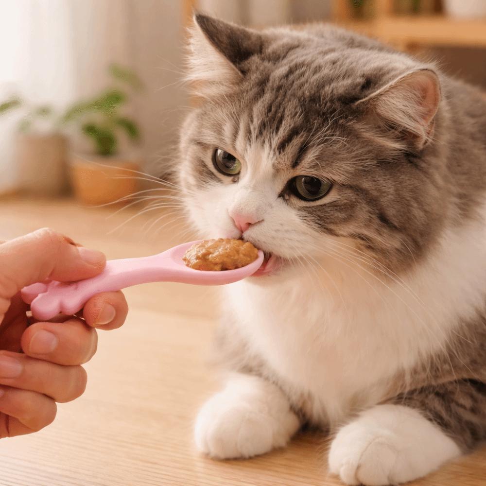 3 Pieces Bite Resistant Pet Canned Spoon Silicone Cat Feeding Scoop Pet Tableware Food Mixing