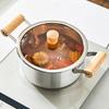 Алюминиевая кастрюля для супа с двойной деревянной ручкой, прозрачной стеклянной крышкой и функцией быстрого нагрева, безопасная в использовании