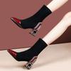 Women's Half High Sock Boots Autumn Spring 2024 New Quality Demi-season Fashion Ladies Mid Calf Shoes Sale Footwear On Promotion