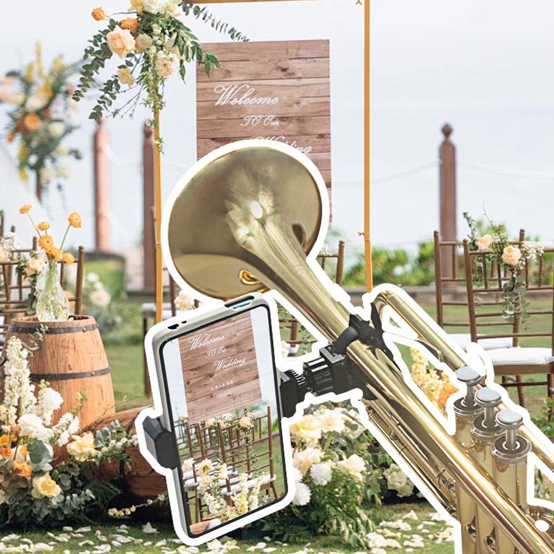 Держатель для телефона-лиры для трубы, регулируемая подставка для телефона для музыкального инструмента, держатель для телефона-лиры для марширующего оркестра для гобоя, тромбона, кларнета