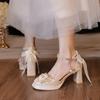 Fashion New Gentle French Single Shoes Girl Bridal Wedding Dress Bridesmaid High Heels