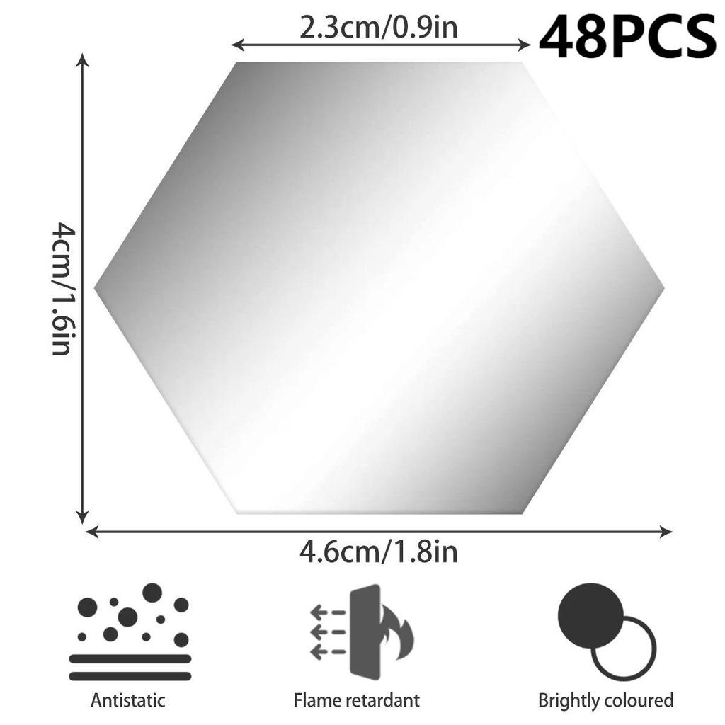 12/48 шт. Шестиугольные акриловые зеркальные наклейки на стену, акриловые плиточные наклейки в форме ромба, самоклеящиеся 3D-наклейки для стен, DIY декор