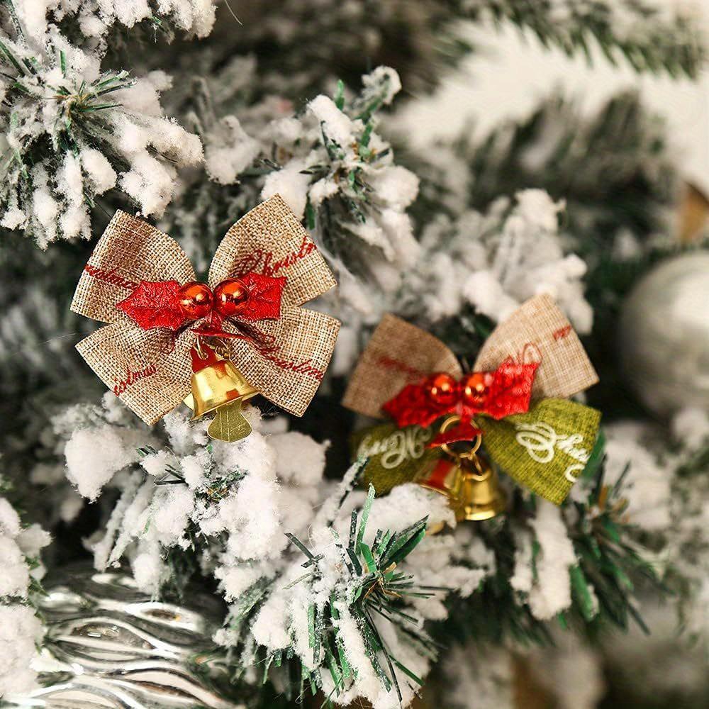 Мини Рождественские Банты - Красные и Зеленые Праздничные Украшения, Глянцевый акцент в центре, Круглогодичное Использование для Хэллоуина, Дня Благодарения, Нового