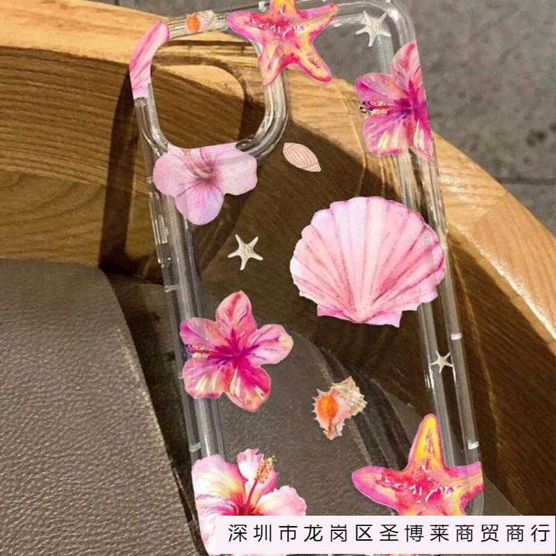 Shell starfish flower applies to Apple 15 mobile phone case iPhone14promax transparent 13 girl 16 airbag 12 burst