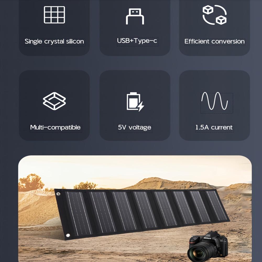 Складное солнечное зарядное устройство мощностью 60 Вт с высоким коэффициентом преобразования, подходит для мобильных телефонов, iPhone, iPad, ноутбуков, кемпинга и поездок на автодоме
