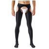 Mens Cutout Crotchless Pantyhose Glossy Mid Waist Tights Leggings