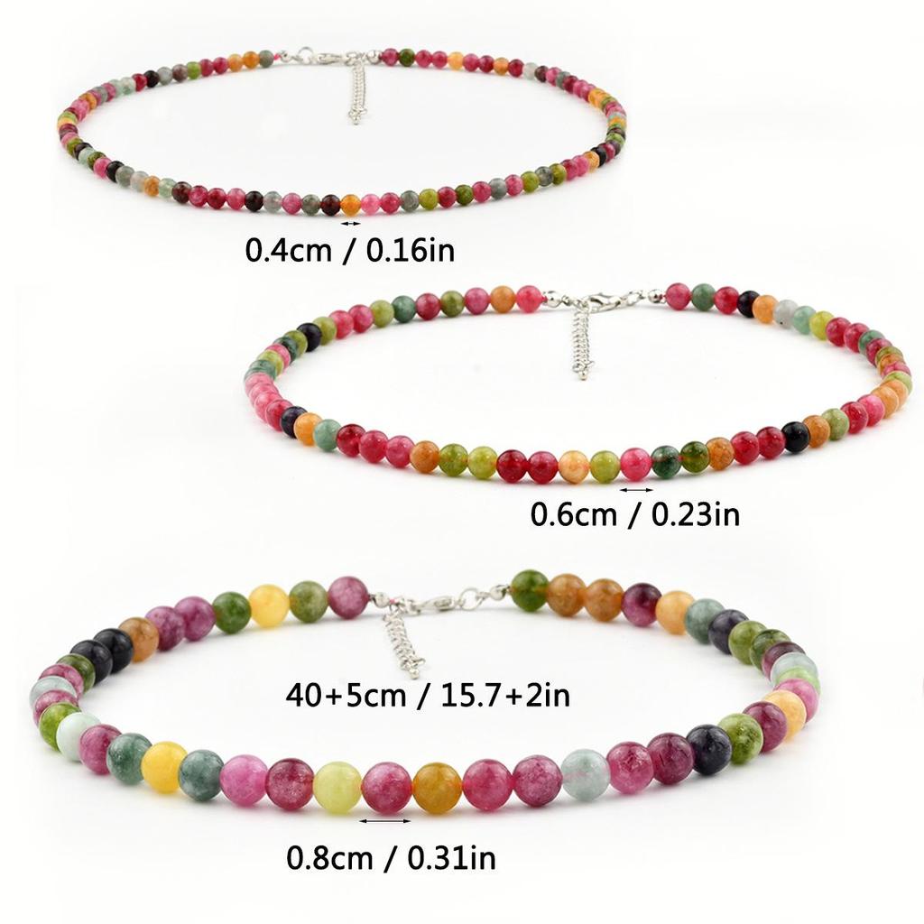 Retro Colorful Tourmaline Beaded Necklace for Women - Versatile High-End Vintage Choker