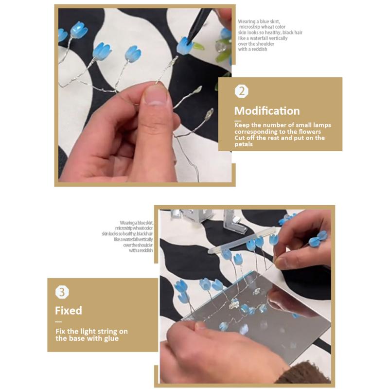 Лампа-тюльпан, ночник с цветком тюльпана своими руками, квадратное зеркало ручной работы, настольная лампа-тюльпан, украшение рабочего стола