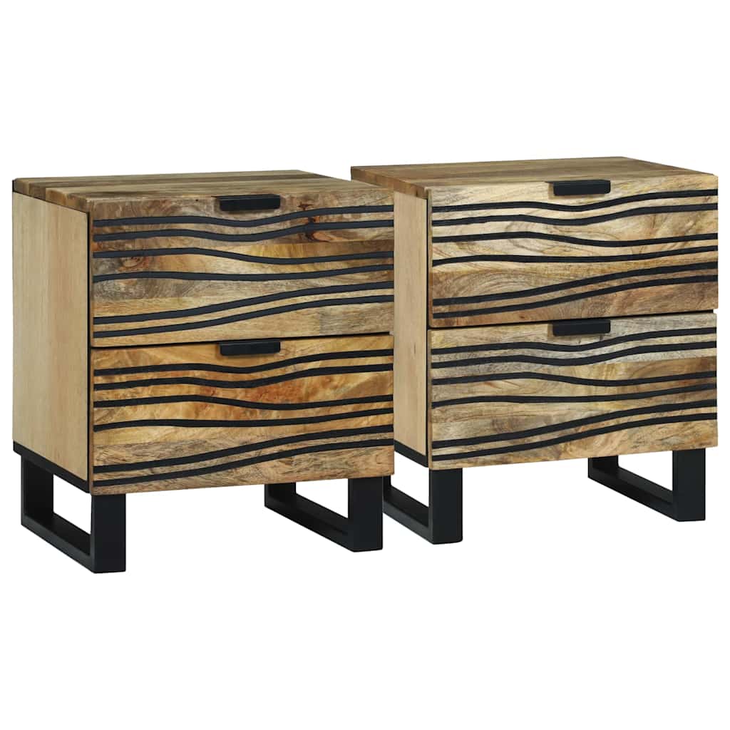 Nightstand Set 2 pcs Natural 40 x 33 x 46 cm Wood Based Material