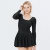 Square Neckline Long-sleeved One-piece Skirt Separate Swimsuit