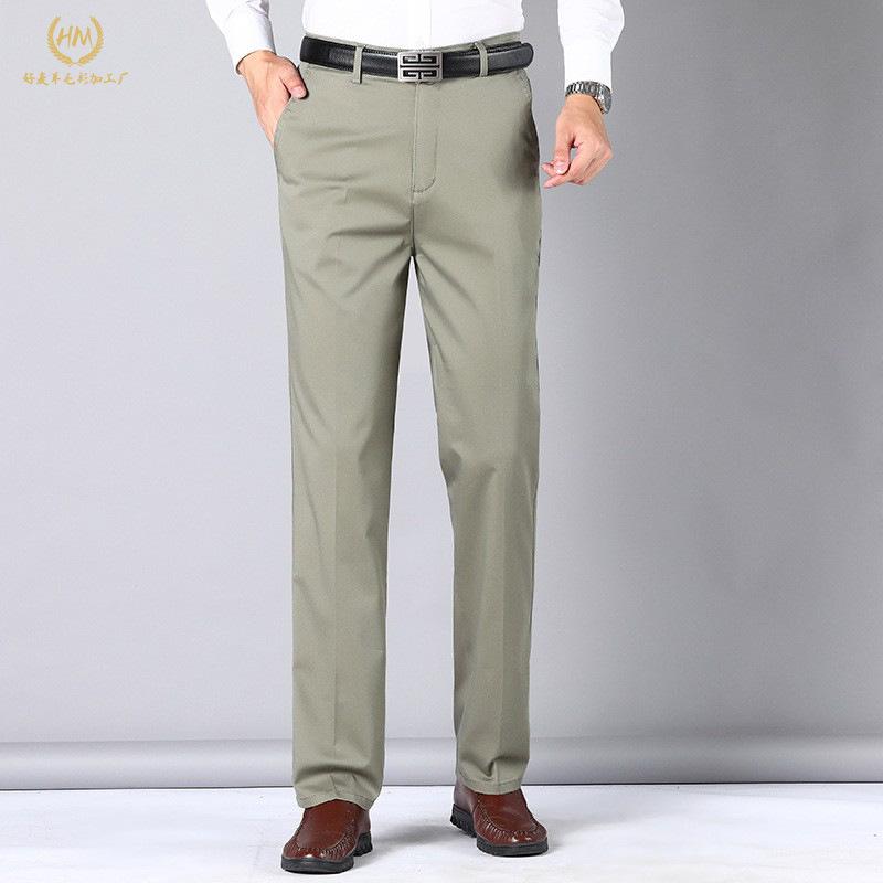 Весенние повседневные брюки из чистого хлопка для мужчин, прямые, свободные, модные, деловые, мужские брюки, хлопковые брюки, мужские брюки