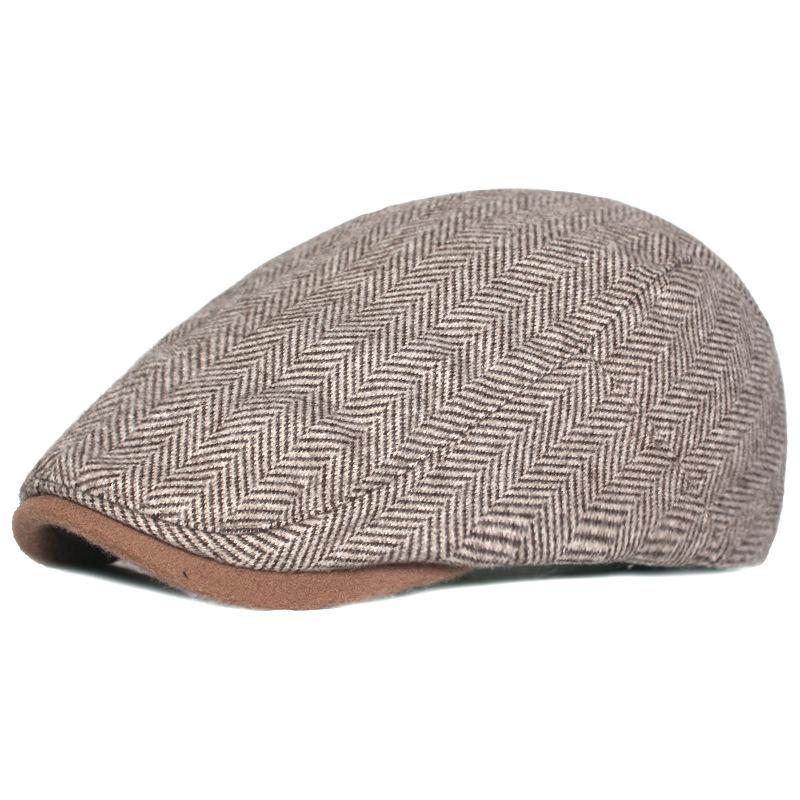 Шапка с узором «ёлочка» и утиным язычком для мужчин и женщин, теплая осенне-зимняя кепка, берет для людей среднего и пожилого возраста