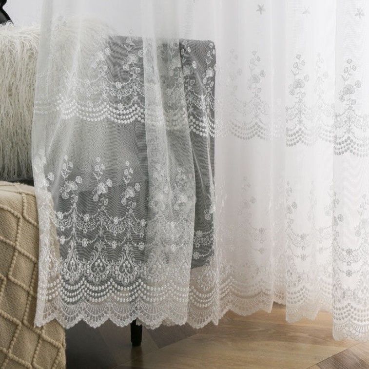 Кружевные занавески, спальня, гостиная, скандинавские занавески, разделительные занавески из марли, защита от солнца и ультрафиолета, пасторальная маленькая свежая белая пряжа