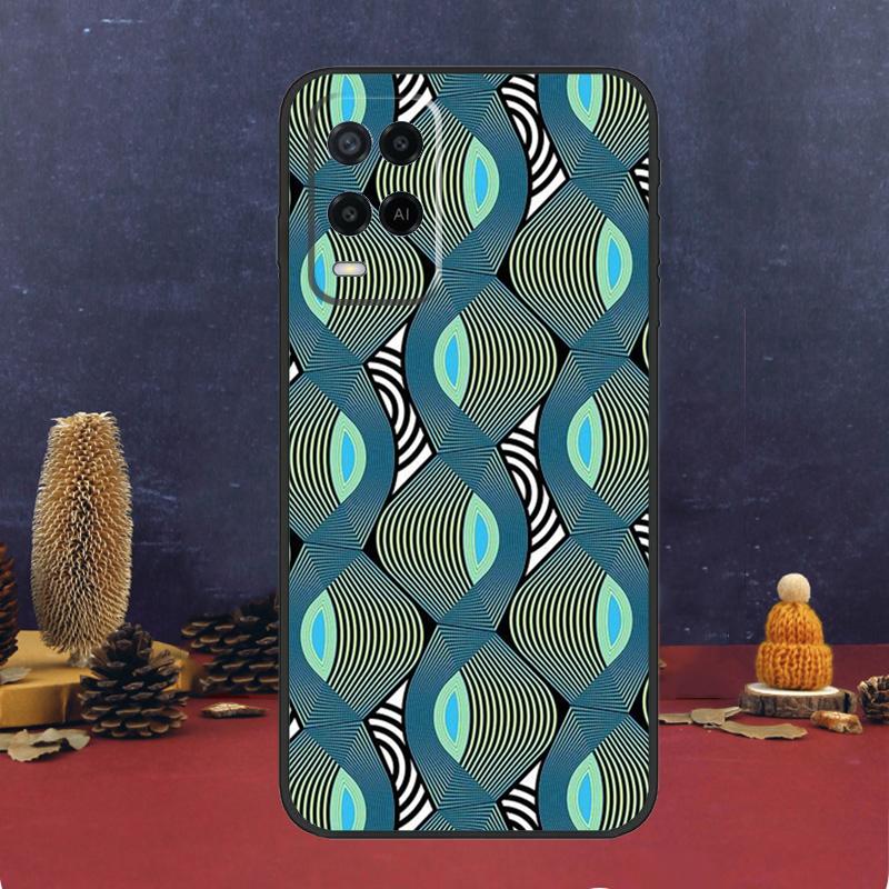 Ткань с африканским восковым рисунком для чехла OPPO A17 A77 A58 A78 A98 A15 A5 A9 A96 A76 A16 A54 A74 A94 A52 A72 A79 A57S A53S