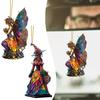 Halloween Pendant Acrylic Witch Fairy Hanging Ornaments Colorful Butterfly Wings Pendant for Car Bag Halloween Decor