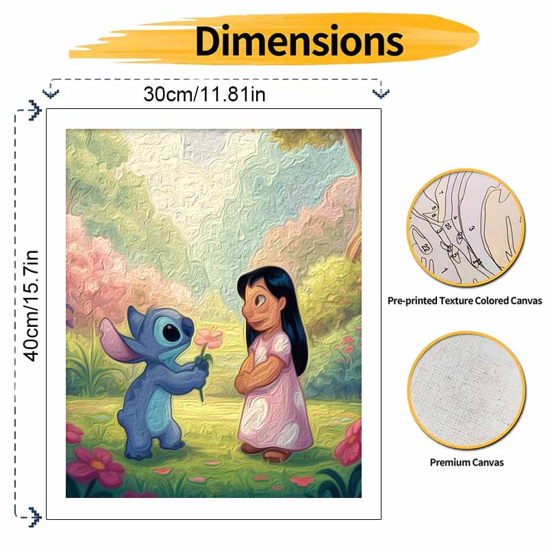 Disney Лило и Стич Цветочное Масляное Искусство Набор для Рисования Декор Стен Дома Ручная Работа Подарок DIY Холст Ремесло Современное Искусство Стены Гостиной Набор