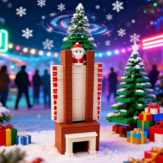 Календарь Адвента Санта 3D Санта Клаус Спускающийся по Камину Рождественское Украшение для Отсчета Времени со Скользящим Дизайном для Праздничного Настольного Украшения