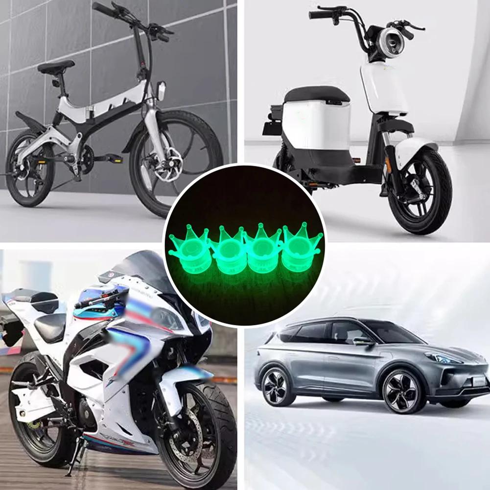 4 шт. светящиеся колпачки для автомобильных колес и покрышек, стиль короны, светящиеся колпачки, универсальные колпачки для мотоциклов и велосипедов, декор для колпачков Airdust
