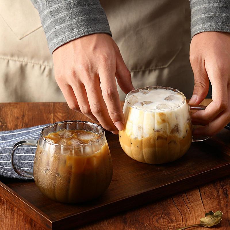 Прозрачная стеклянная кружка Креативная кофейная чайная кружка для напитков Десерт Завтрак Молочная кружка Стеклянные кружки Ручка Посуда для напитков Подарки для пар