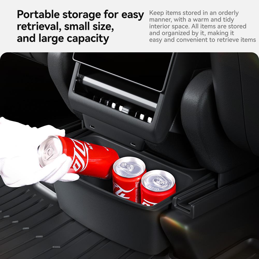 YZ For Tesla Model 3 Y Highland Juniper 2025 Rear Seat Storage Box Organizer Center Console Bins Backseat Trash Can Garbage Bag