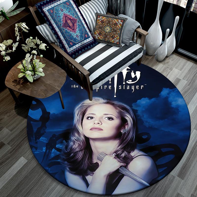Buffy the Vampire Slayer pattern round rug,Carpet Rug for Living Room Bedroom Playroom ,Non-slip Floor Mat,Holiday Gifts and Birthday Gifts.