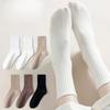 3 Pairs Autumn and Winter Solid Color Breathable Mid-tube Socks Ladies Sports Socks