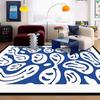 Синий абстрактный ковер для гостиной Современная роскошная декорация Домашние ковры для спальни Большой размер Нескользящий Легкая чистка Напольный коврик