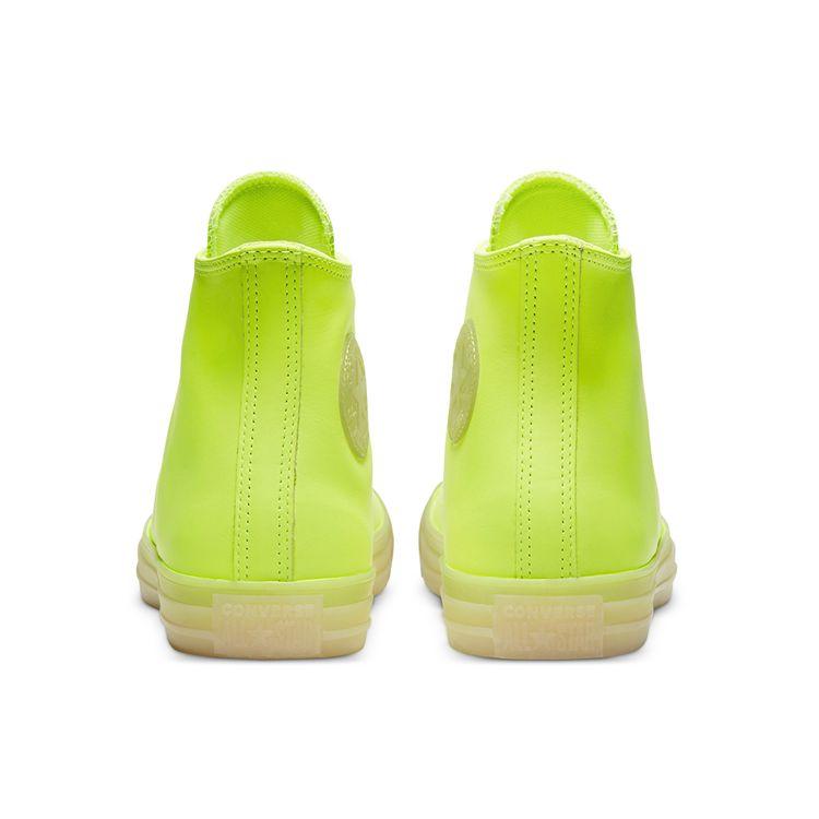 Converse Chuck Taylor All Star Неоновая кожа Высокие Унисекс Кроссовки Неоново-желтый 166567C